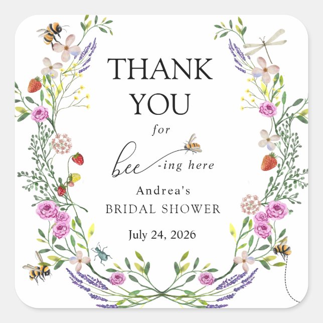 Honey Bee | Vielen Dank für Ihre Unterstützung Quadratischer Aufkleber (Vorderseite)