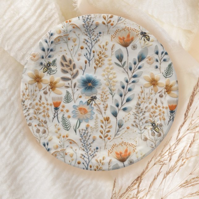 Honey Bee Vintage blühende Babydusche Pappteller (Von Creator hochgeladen)