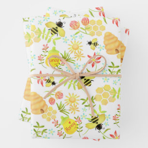 Honey Bee White Geschenkpapier Set