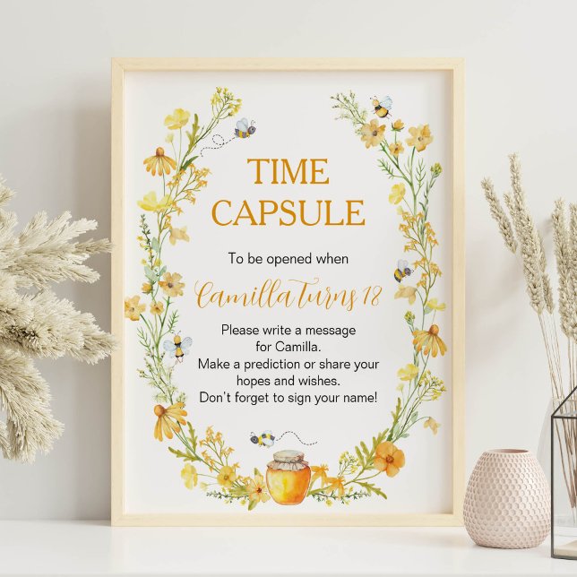 Honey Bee Wildblume Birthday Time Capsule Zeichen Poster (Von Creator hochgeladen)