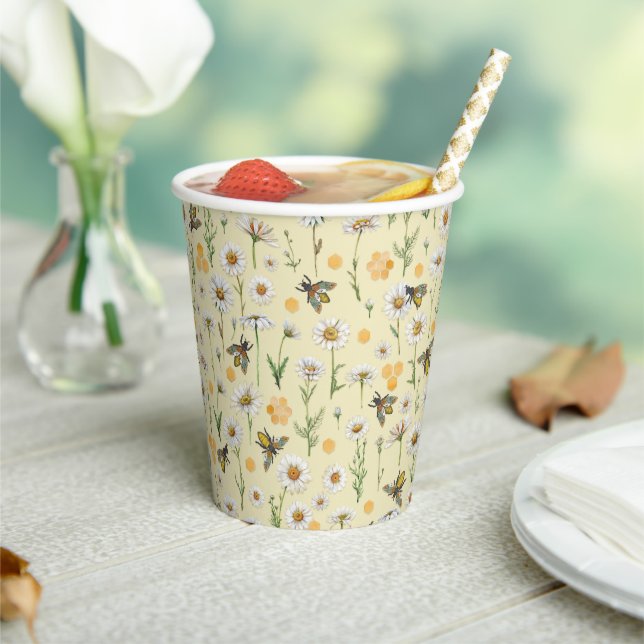Honey Bee Wildblumen Baby Shower Paper Cups | Bum Pappbecher (In Situ)