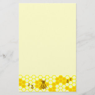 Honey Bee Yellow Honeycomb Stationery Briefpapier