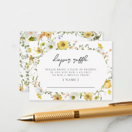 Honey Bee Yellow Watercolor Floral Diaper Raffel Begleitkarte