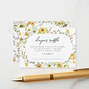Honey Bee Yellow Watercolor Floral Diaper Raffel Begleitkarte
