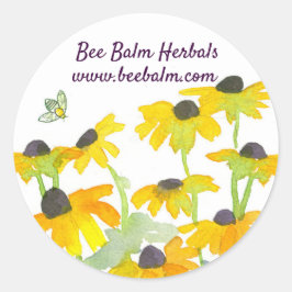 Honey Bee Yellow Wildblume Individuelle Name Runder Aufkleber