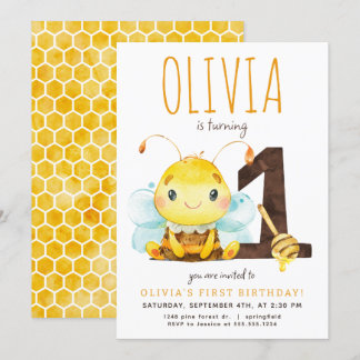 Honey Bee zum ersten Geburtstag Einladung