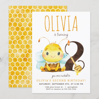 Honey Bee zum zweiten Geburtstag Einladung