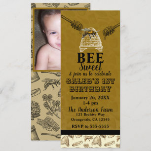 Honey Beehive Birthday Party Foto Ticket Einladung