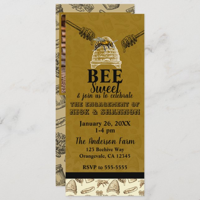 Honey Beehive Engagement Party Event Ticket Einladung (Vorne/Hinten)