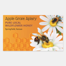 Honey Bees and Daisy Blume Honey Jar Rechteckiger Aufkleber