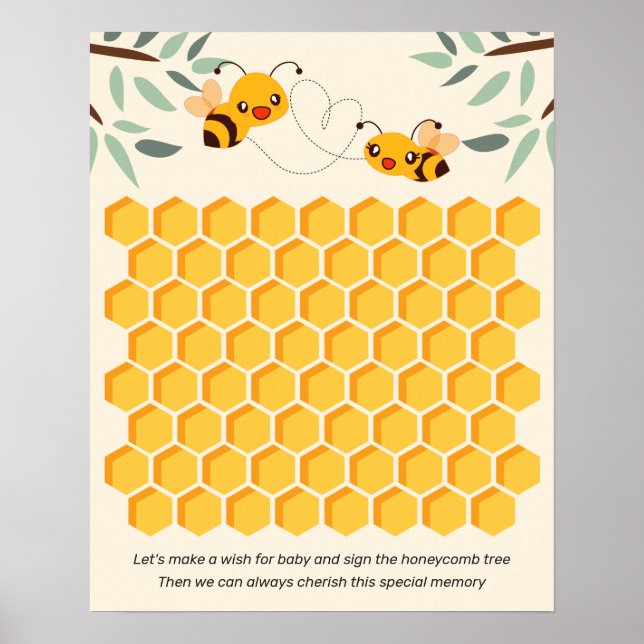 Honey Bees Baby Shower Guest Book Alternative Poster (Vorne)