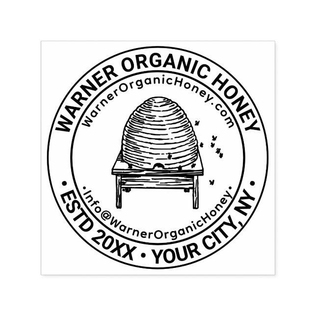 Honey Bees Beehive Business Name Loc URL Email #3 Permastempel (Design)