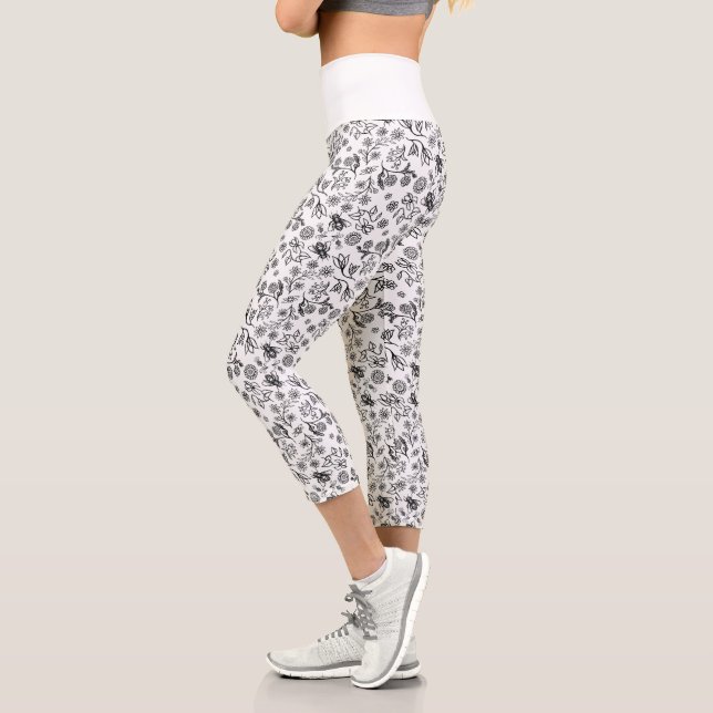 Honey Bees & Blume Liberty Pattern Black & White Capri Leggings (Links)
