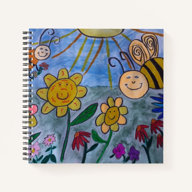 Honey Bees & Blume SpiralNotebook Notizbuch (Vorderseite)