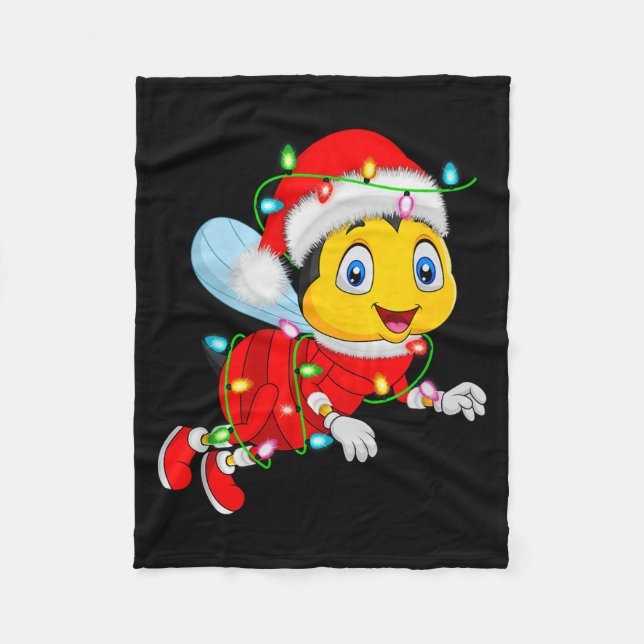 Honey Bees Christmas Lights Santa Costume Cute Ani Fleecedecke (Vorderseite)