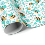 Honey Bees Christmas Wrapping Paper Geschenkpapier<br><div class="desc">Honey Bies Weihnachtswrapping Paper. Die Farbe des Papiers ist weiß. Erhältlich in mehreren Farben,  Größen und zwei Oberflächen. www.hotpocketgraphics.com</div>