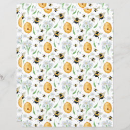 Honey Bees Floral Scrapbook Paper