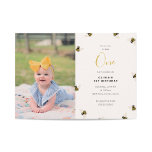 Honey Bees Kids 1st Birthday Einladung<br><div class="desc">A stylish honey bee print inspired by vintage embroidery.</div>