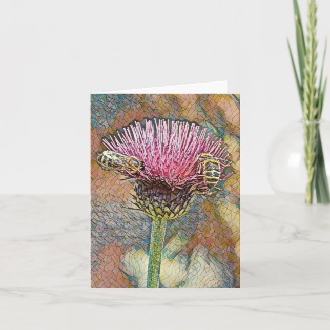 Honey Bees Mosaic Artwork Small Greeting Card Karte (Vorderseite)