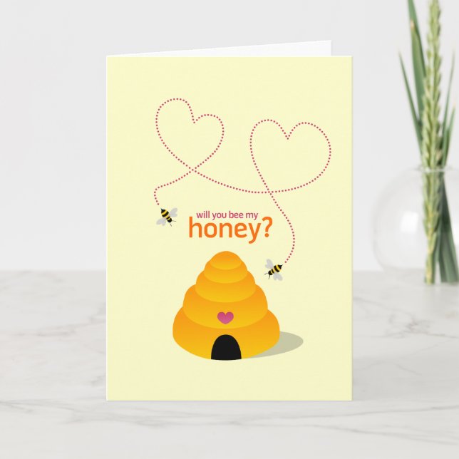 Honey Bees Valentine's Day Card Feiertagskarte (Vorderseite)