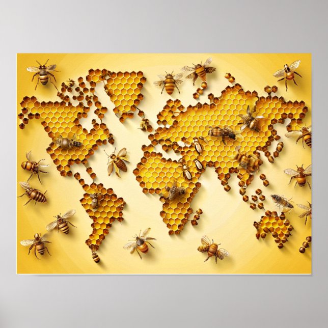 Honey Bees Wall Art World Art Poster (Vorne)