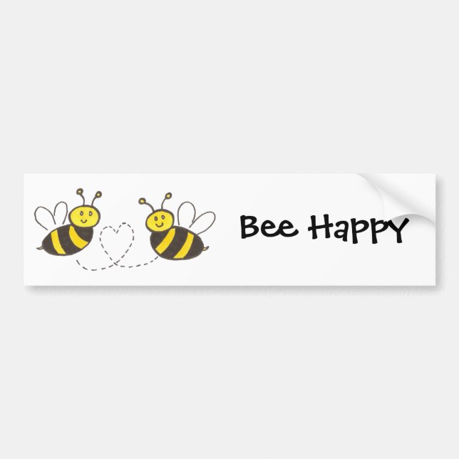 Honey Bees with Heart Bee Happy Autoaufkleber (Vorne)