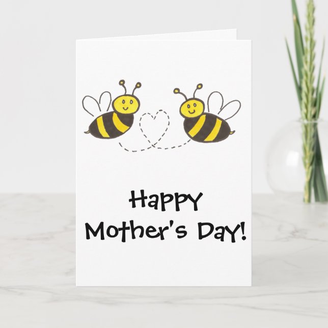 Honey Bees with Heart Happy Mother's Day! Karte (Vorderseite)