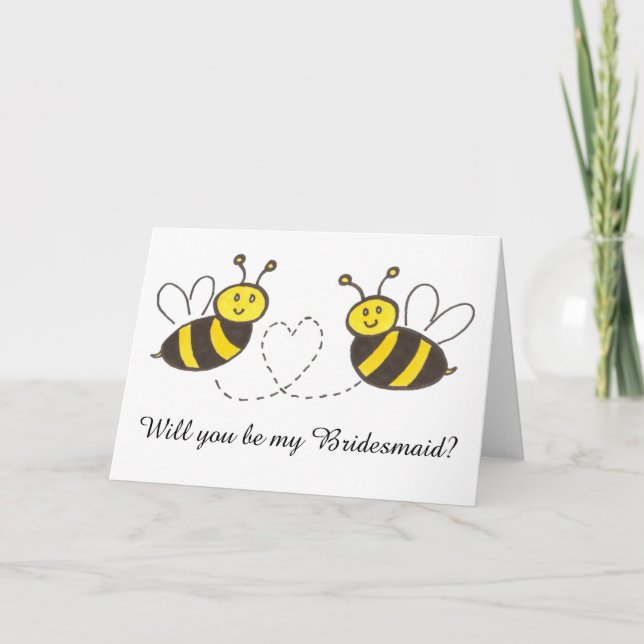 Honey Bees with Heart Werden Sie meine Bridesmaid? Einladung (Vorderseite)