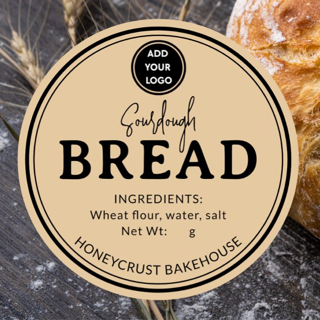 Honey Beige Bakery Sourdough Bread Label Sticker (Von Creator hochgeladen)