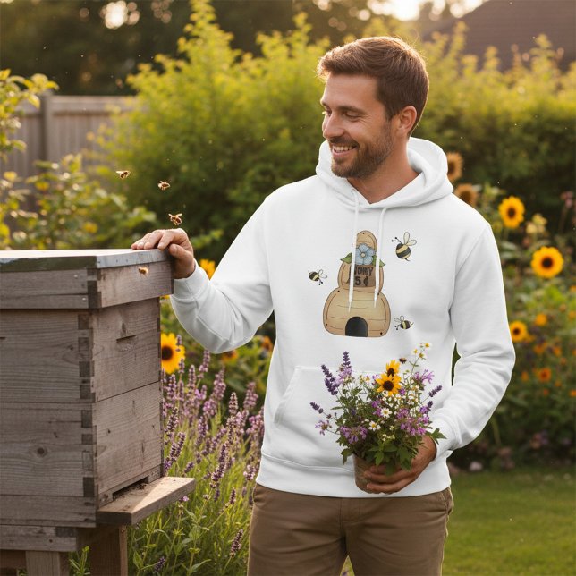 Honey Beve Hive mit Blue Blume und Bienen Hoodie (Von Creator hochgeladen)