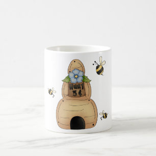 Honey Beve Hive mit Blue Blume und Bienen Kaffeetasse
