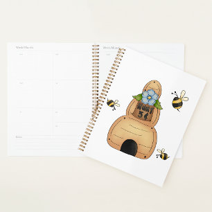 Honey Beve Hive mit Blue Blume und Bienen Planer