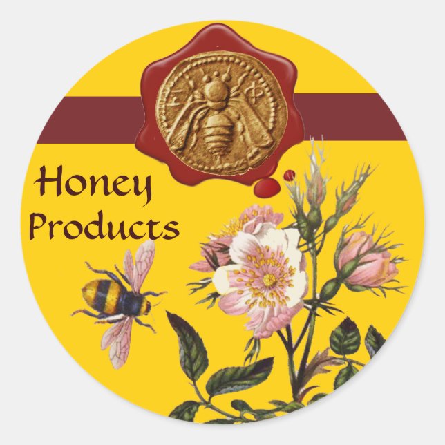 HONEY BEY AND WILD ROSE, BEEKEEPER WAX SIEGEL RUNDER AUFKLEBER (Vorderseite)