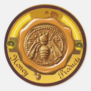HONEY BEY / BEEKEEPER BEEKEEPING BROWN WAX SIEGEL RUNDER AUFKLEBER