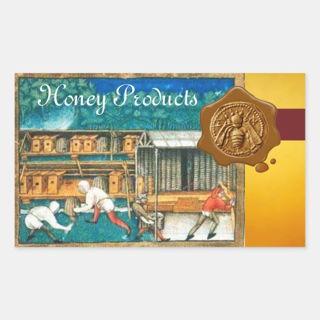 HONEY BEY, BEEKEEPER BROWN WAX SIEGEL RECHTECKIGER AUFKLEBER (Vorderseite)