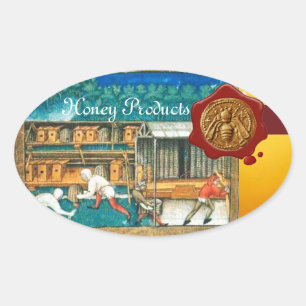 HONEY BEY, BEEKEEPER RED WAX SIEGEL OVALER AUFKLEBER