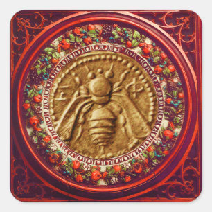 HONEY BEY / RED GREEN FLORENTINE FLORAL CROWN QUADRATISCHER AUFKLEBER