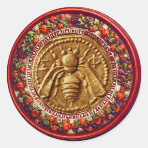 HONEY BEY / RED GREEN FLORENTINE FLORAL CROWN RUNDER AUFKLEBER