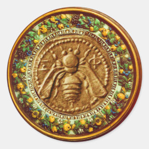 HONEY BEY / YELLOW GREEN FLORENTINE FLORAL CROWN RUNDER AUFKLEBER