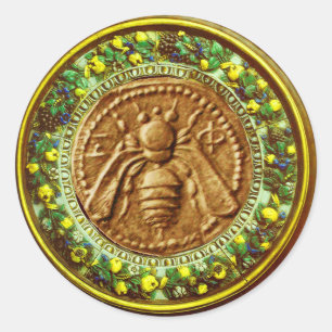 HONEY BEY / YELLOW GREEN FLORENTINE FLORAL CROWN RUNDER AUFKLEBER