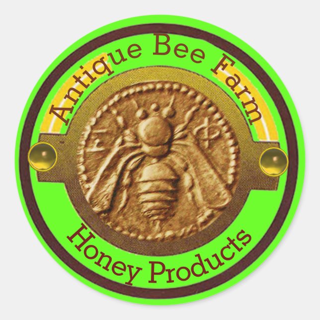 HONEY BIE / BEEKEEPER BEEKEEPING Hellgrün Runder Aufkleber (Vorderseite)