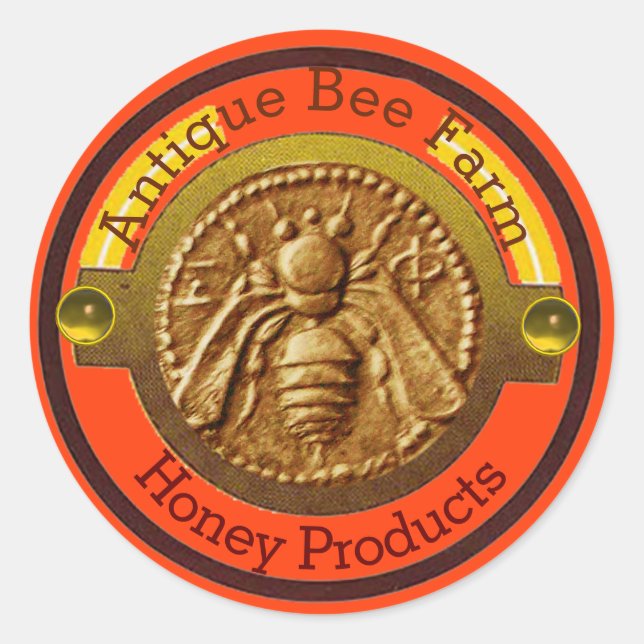 HONEY BIE / BEEKEEPER BEEKEEPING Orange Runder Aufkleber (Vorderseite)