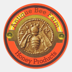 HONEY BIE / BEEKEEPER BEEKEEPING Orange Runder Aufkleber