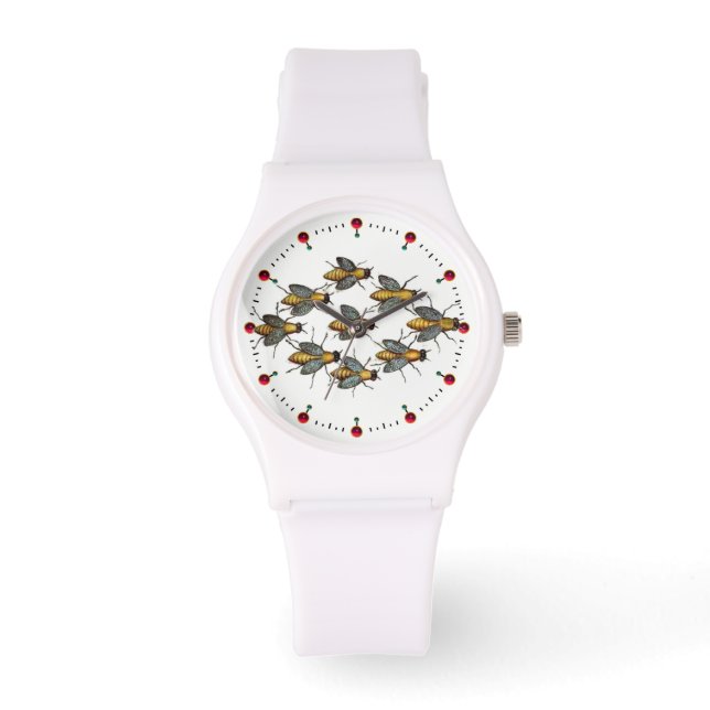 HONEY BIES / BEEKEEPER BEEKEEPING White Armbanduhr (Vorderseite)