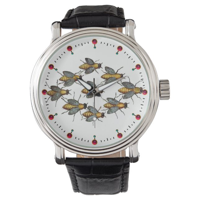 HONEY BIES / BEEKEEPER BEEKEEPING White Armbanduhr (Vorderseite)