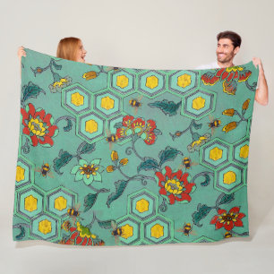 HONEY BIES, BEENEN, FRÜHSTÜCKSBLUMEN, GESCHWINDIGK FLEECEDECKE