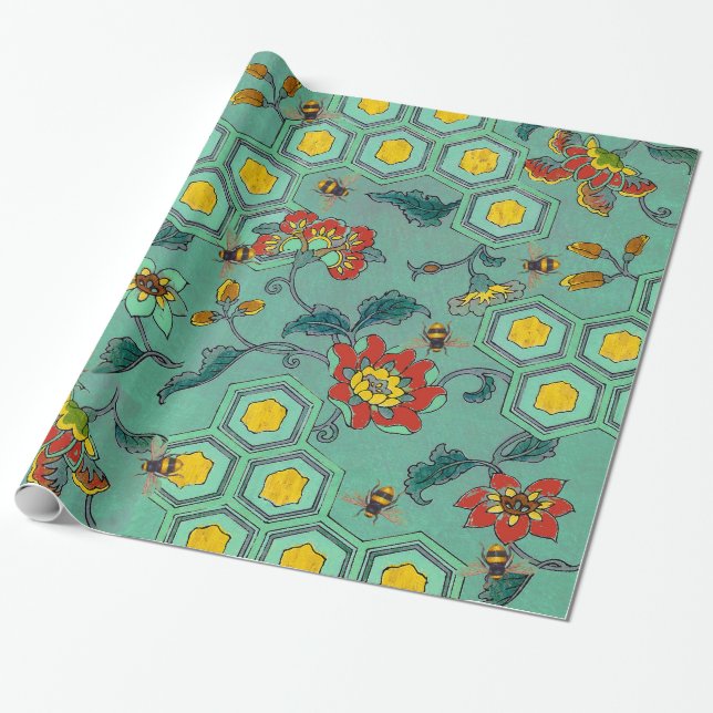 HONEY BIES, BEENEN, FRÜHSTÜCKSBLUMEN, GESCHWINDIGK GESCHENKPAPIER (Ungerollt)