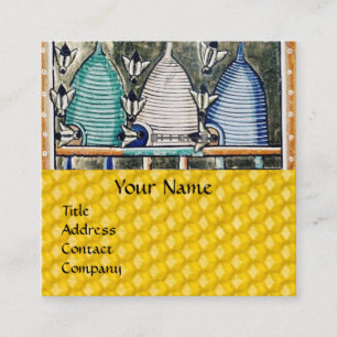 HONEY BIES, BIENENEN, Mittelalterliche Imkermonogr Quadratische Visitenkarte