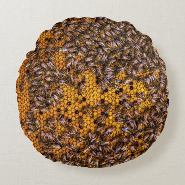 HONEY BIES DURCH PILLOW RUNDES KISSEN (Vorderseite)