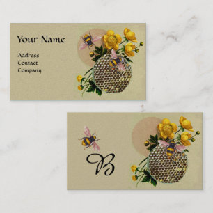 HONEY BIES, HONEYCOMB UND BUTTERCUPS MONOGRAMM Pea Visitenkarte